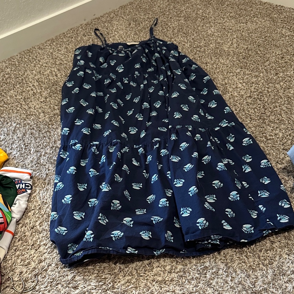 Navy Blue Dress with Floral Pattern